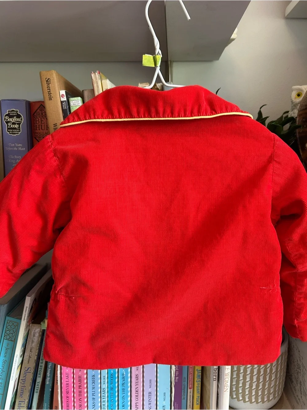 Red Kids Jean-Style Jacket with Checked Lining